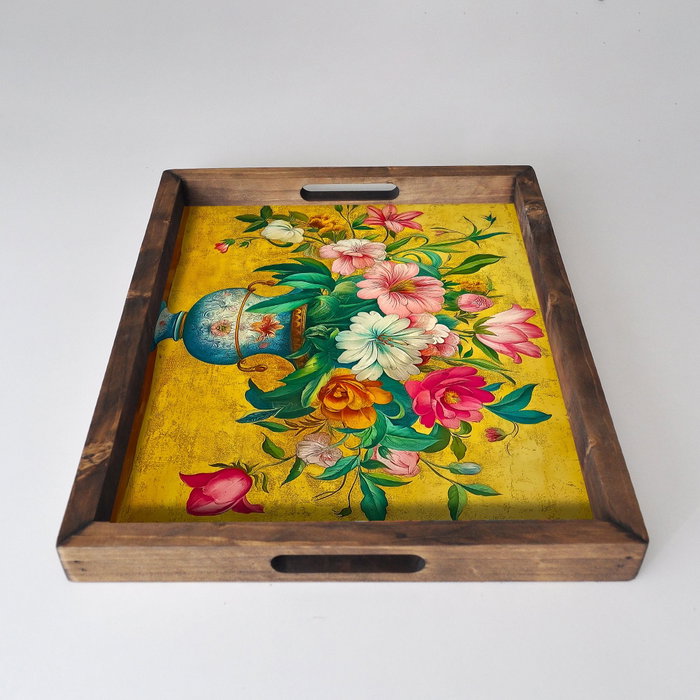 Aberto Design Bandeja REF030 Multicolor de Madera Maciza con Impresión UV de 48x38 cm